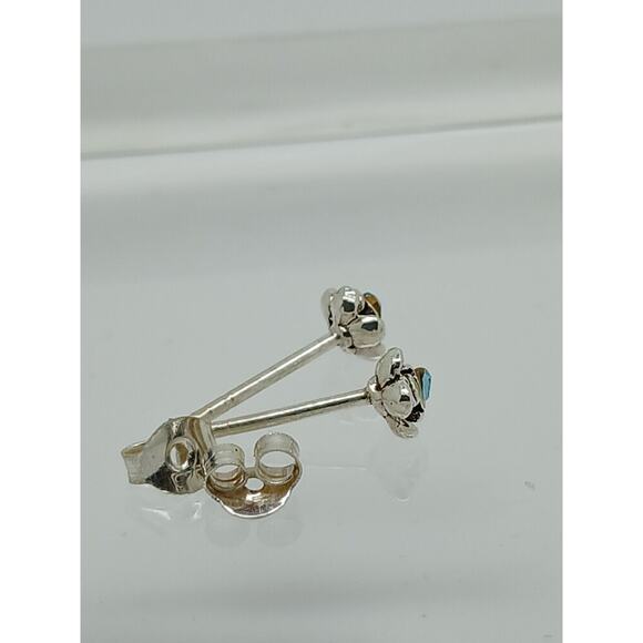 Vintage Estate Jewelry NOS .925 Sterling Silver Sky Blue Rose Crystal Earrings - Picture 6 of 11